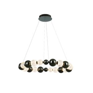 גוף תאורה קריסטל תלוי "טבעת" שחור