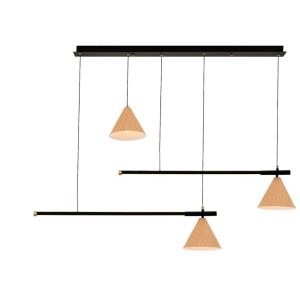 גוף תאורה "לפידוס" תלוי שחור+עץ